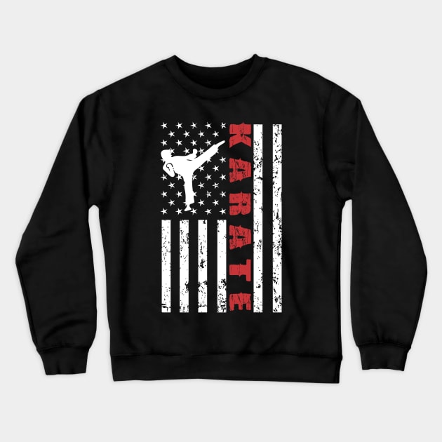 Karate Cobra American Flag Crewneck Sweatshirt by Pannolinno